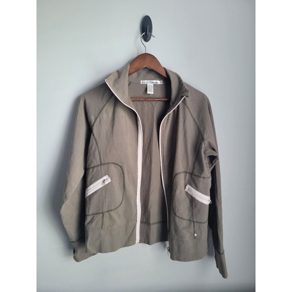 Neon Buddha Jacket Womens  M brown Full Zip Stretch Athleisure